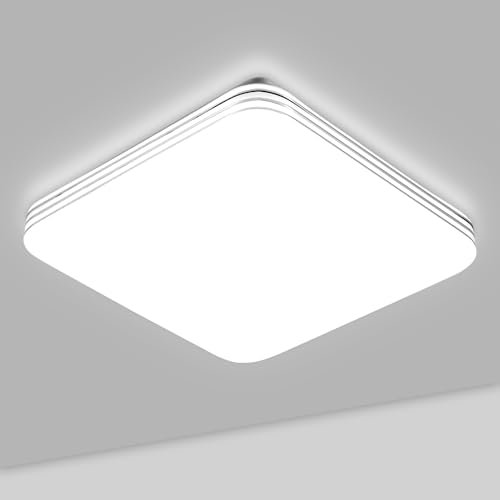 Deckenlampe LED Deckenleuchte Flach 36W 6500K IP44 Modern Ultra Dünn Wasserdichte Badezimmer Lampe 33CM Decke Küchenlampe Weiß Ceiling Light für Wohnzimmer Schlafzimmer Küche Badezimmer