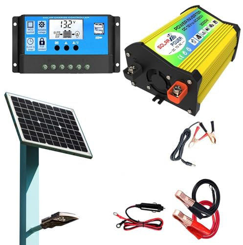 Solarpanel-Starterkit – Controller und Wechselrichter im Lieferumfang enthalten | Komplettes -Solarstromsystem-Kit mit 3000-W-Solarwechselrichter und schnell aufladbaren USB-Anschlüssen für Zuhaus