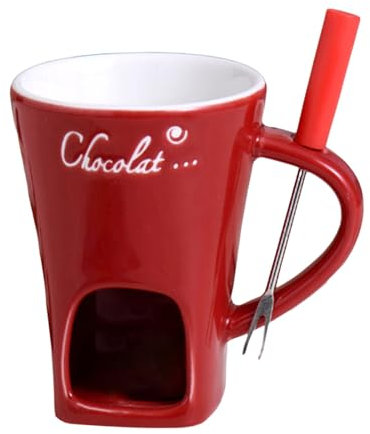 Rubu22a Tasse Fondue Chocolat 130 ML, Appareil a Fondue Chocolat Bougie, Mug Fondue Chocolat Services à Fondue au Chocolat, (Non inclus Bougie Chauffe-plat) (1, Rouge)