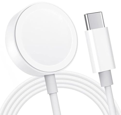 USB Fast Charger for i-Watch, USB-C Wireless Magnetic Fast Charging Cable-1M, Compatible with Apple Watch Series 1/2/3/4/5/6/7/8/9/10/Ultra 2/SE (C-White)