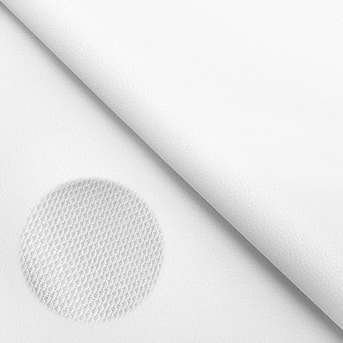 Kunstleder Weiß 200 x 140 cm Kunstleder Meterware Gekörnt Lederimitat Texturiert Lederstoff Meterware Wasserdicht Nähen Reparatur Polsterstoff Bezugsstoff Lederoptik für Dekor Beschichtung Sofa Stühle