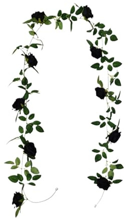 WJIAYAO Künstliche Blattranke Künstliche Seide Schwarze Rosen Blumenranke Dekorativer Gefälschter Stoff Efeu Hängende Rosengirlande Home Wanddekoration Kunstpflanzen Blatt(A)