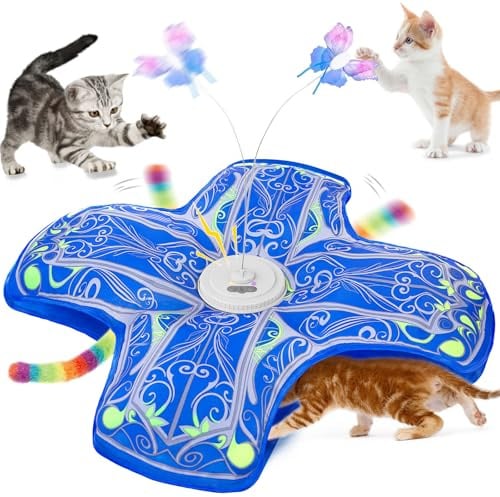 Qraxond Juguete interactivo para gatos de apartamento [Revalorizado] Recargable, activado por el tacto, juguete para gatos con revoloteo