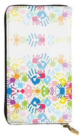 LGHHGY Slimfold Manatee Animals Print Leather Wallet for Women - Stylish Long Clutch Bifold Trifold Wallet with Coin Pocket, Handabdruck für Kinder., Einheitsgröße