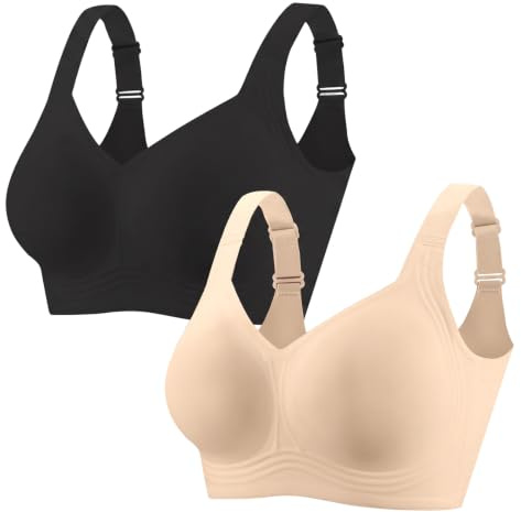 Mivorica Bra for Women No Wired Seamless Full Coverage Support Everyday Bra | Plus Size,Wireless Gel,Push Up,Ladies Soft Padded Bra,Comfort T-Shirt,Back Fat Smoothing,Large Breasts,Support & Lift
