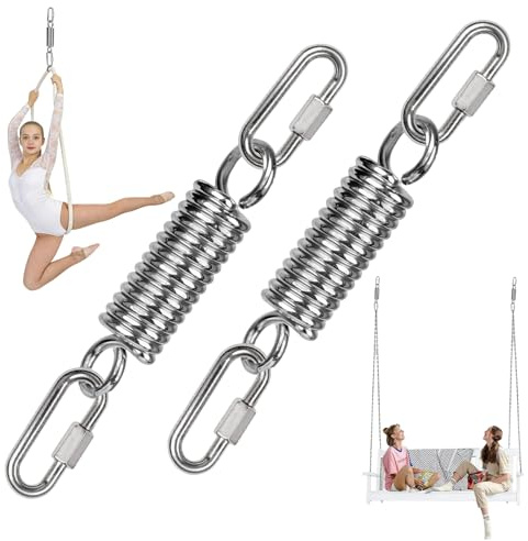 Lot de 2 ressorts à ressort en acier pour fauteuil suspendu - 250 kg - Avec crochet - Support de suspension - Crochet de plafond - Pour voile d'ombrage, berceau à ressort, support de balançoire
