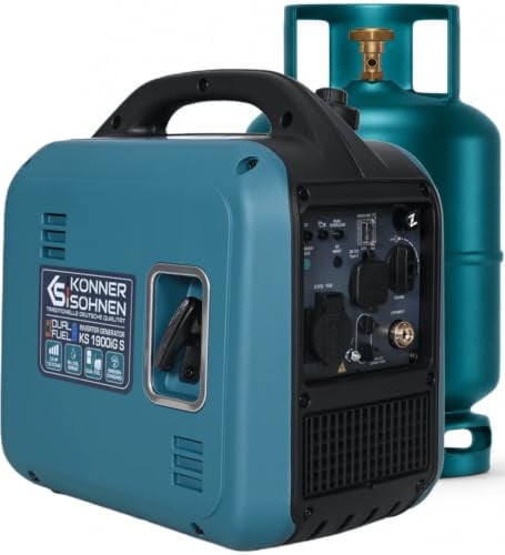 Könner & Söhnen KS 1900iG S Generatore inverter GPL 2,0 kW, Dual Fuel, generatore di corrente inverter Eco-Mode, generatore di corrente di emergenza per uso esterno, generatore a benzina, 230 V/16 A