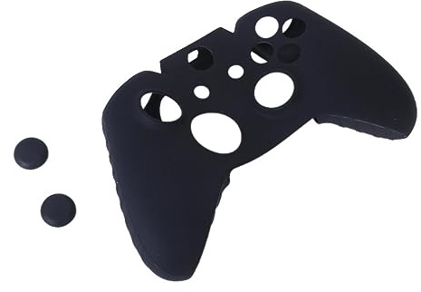 Funda de silicona para mando de Xbox One (negro) - Funda protectora + 2 tapas para palanca de mando para un mejor agarre y protección