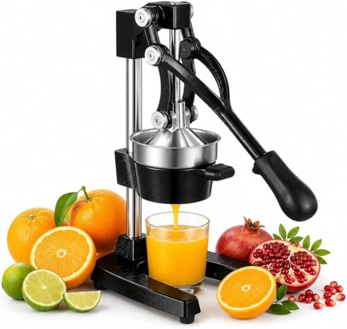 SIAZIH Zitruspresse Edelstahl Robuste Gusseisen Manuelle Saftpresse, Saftpresse Manuell ohne Strom & Originalgeschmack, Orangenpresse Manuell, Entsafter Manuell Obstpresse Zitronenpresse Handpresse