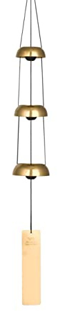 Woodstock Chimes Signature Collection, Woodstock Temple Bells, Trio (24'') Brass, Wind Bells for Outdoor, Patio, Home or Garden Décor (TB3)