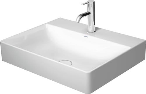 Duravit DuraSquare Möbelwaschtisch, 60x47cm, 1 Hahnloch, ohne Überlauf, Unterseite geschliffen und glasiert, 23536000711, Farbe: Weiß