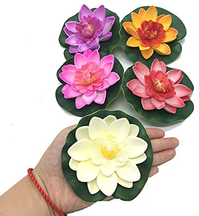 Huele 5 x/Set Floating Künstliche Lotus Blumen Decor Schwimmende Teich Decor Wasser Lily Home Dekoration