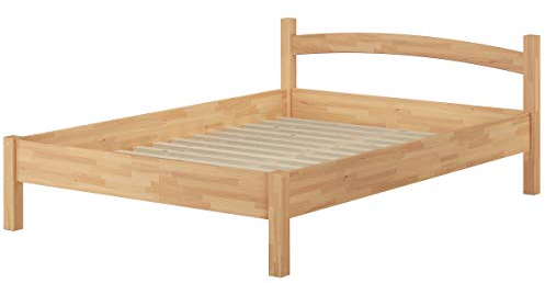 Erst-Holz Massivholzbett Buche Natur 140x200 Doppelbett Bettgestell Holzbett mit Rollrost 60.73-14