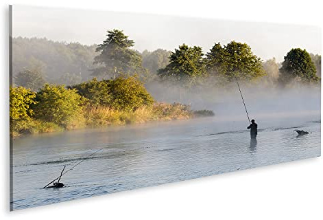 islandburner Bild auf Leinwand Fischen Angeln In Einem See Natur Bilder Wandbilder Poster