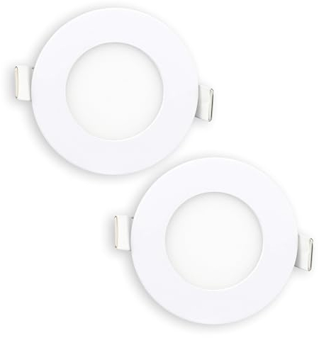 Popp® Pack x2 Placa Downlight LED Empotrable Circular 6W Luz Blanca 6000K 420Lumenes Corte de Techo Ø105mm chip LUMILEDs, para oficina,cocina,pasillos,domitorio,salón (6W 6000K)
