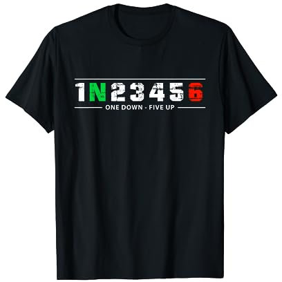 1N23456 Motorrad Gangschaltung Motorrad Reiter Motiv T-Shirt