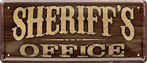 WOGEKA ART Retro Blechschild - Sheriff's Office Western Wild West - witziger Spruch als Geschenk-Idee zum Geburtstag Weihnachten zur Dekoration 28x12 cm Vintage-Design aus Metall 1193
