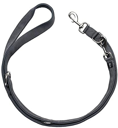 HUNTER DIVO & Maldon Verstellbare Hundeführleine, Nylon, gepolstert mit weichem Mesh-Material, 15/200, grau/grau