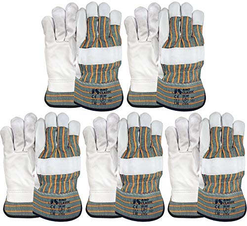 Lot de 5 paires de gants de travail en cuir de vachette Taille 10,5