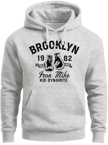 Neverless® Hoodie Herren Boxen Iron Mike Brooklyn Retro Design Print Kapuzen-Pullover Männer Fashion Streetstyle