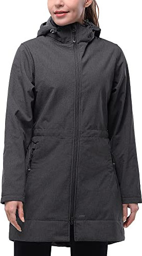 33,000ft Femme Veste Softshell Imperméable Longue Légère Jacket À Capuche Veste de pluie softshell Blouson Coupe Vent pour Activites En Exterieur Course à pied Randonnée Gris foncé XS
