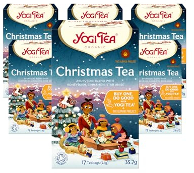 Yogi Tea - Christmas Tea, Ayurvedischer Bio Kräutertee, Mischung aus Honigbusch, Zimt und Sternanis, Yogi Tee 6er Pack, 6x17 Beutel (102 Teebeutel insgesamt), ideal als Geschenk