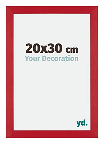 yd. Your Decoration - Bilderrahmen 20x30 cm - Rot - Bilderrahmen aus MDF mit Acrylglas - Antireflex - 20x30 Rahmen - Mura