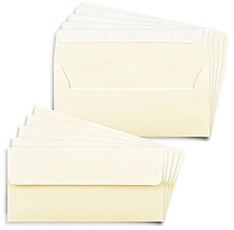 50x Briefumschläge DIN Lang in Beige (Creme) mit Haftklebung - 11 x 22 cm - 100 g/m² - Briefkuvert ideal für Briefe und Einladungen