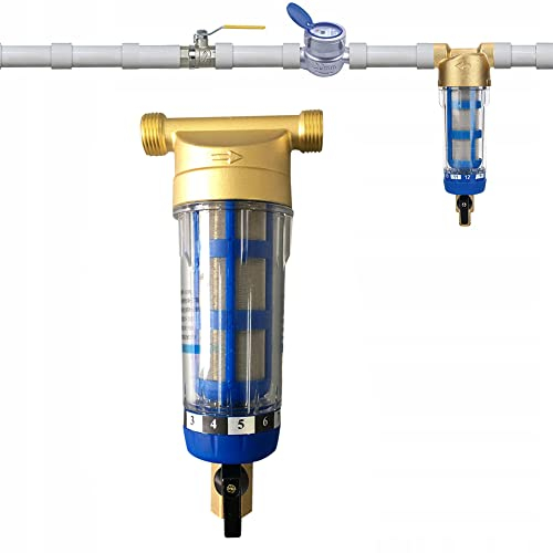 40 Mikron Spin Down Sediment Wasserfilter Wiederverwendbar Außengewinde Wasservorfilter Sedimentfilter für Brunnenwasserschlauch-Sedimentfilter (1/2 Außengewinde)