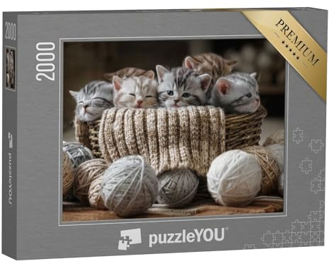 puzzleYOU: Puzzle 2000 Teile „Gruppe von kleinen gestreiften Kätzchen“ – aus der Puzzle-Kollektion Katzen-Puzzles