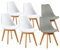 H.J WeDoo Esszimmerstühle 6er Set Wohnzimmerstuhl mit Massivholz Buche Bein, Moderne Design Gepolsterter Stuhl Küchenstuhl Holz, 4 Weiß + 2 Grau