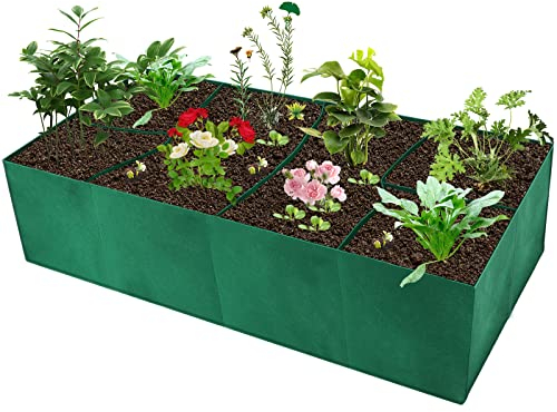 KHBNHJ Garten Grow Bags Stoff Hochbeet Filz Pflanze Grow Taschen Quadratisch Garten Beet Pflanzbehälter mit 6 Gitter für Blume Obst Gemüse