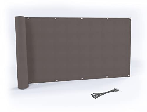 Rollmayer Balkon Sichtschutz mit Ösen und Kabelbinder Balkonabdeckung Balkonverkleidung blickdichte Wind- und UV-Schutz 100% Privatsphäre Wetterschutz (Braun 273, 0,9m x 6,1m) Kollektion Velvet