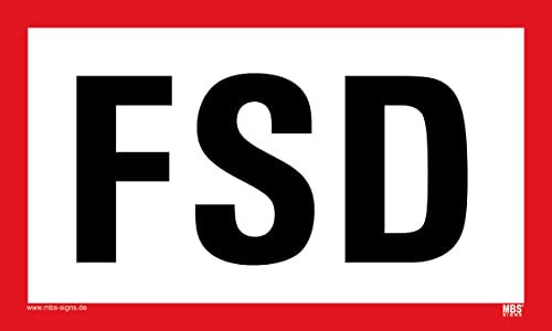 Aufkleber Hinweis Feuerwehr FSD Schild Folie selbstklebend ähnl. DIN 4066 | Variante wählbar Made in Germany, Größe: FSD | 5x3cm