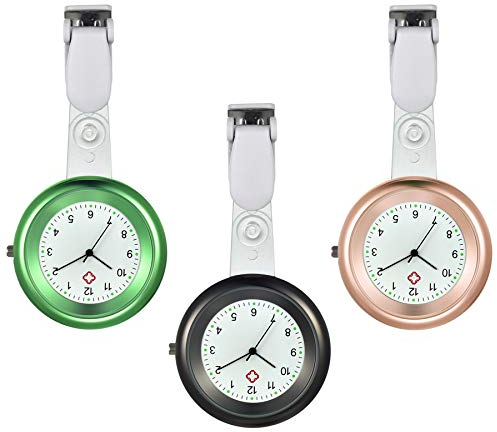 Avaner Krankenschwesteruhr Analog Quarzwerk Schwesternuhr Pflegeruhr mit Pin/Clip Ansteckuhr FOB Taschenuhr für Medical Damen Herren