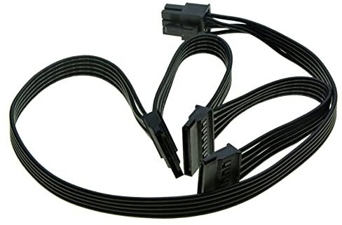 JINTAI Cavo di Alimentazione SATA da 6 Pin a 3x15 Pin per alimentatori Seasonic/An-Tec, Adattatore per Disco Rigido BTC Mining Riser Splitter da 18,7 Pollici (47,6 cm)