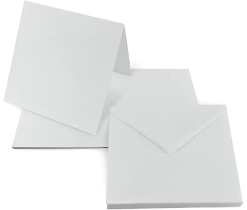Netuno 25 Klapp-Karten blanko mit Briefumschlag Doppelkarten Grau + 25 quadratische Umschläge 14 x 14 cm Rainbow Karten Set mit Kuvert Papeterie quadratisch Kartenrohlinge farbig