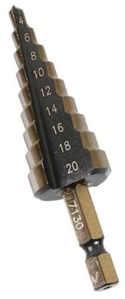 US PRO Tools 4-20mm HSS-G+ Step Drill Step Cone 1/4 Hex Shank 7130