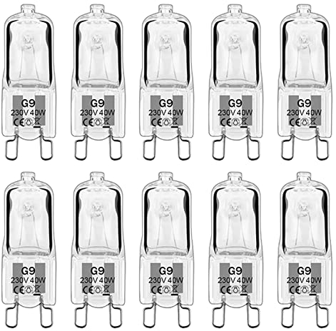 Lamkrtlp Bombilla Halógena G9, Bombilla G9 40 W, 230 V, Blanco Cálida 2800K, Sin Parpadeo, Regulable [Clase de eficiencia energética F]
