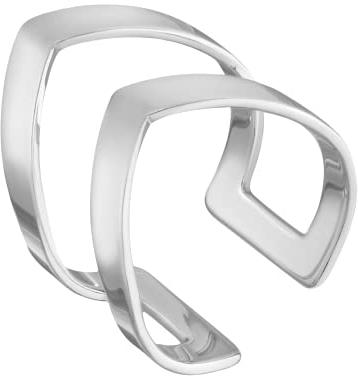 JC Jeweller Carat Mono Manschetten Cuff Ohrring 925 Silber rhodiniert Damen mit Geschenkbox (Doppelte Strecke)