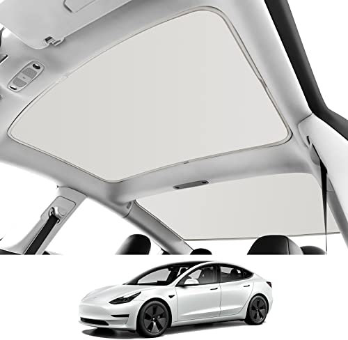 KUNIST Roof Sunshades for Tesla Model 3 2023, Upgraded Sunroof Shade Sunshade Roof Sun Shade for Tesla Model 3 Accessories 2021-2023 (Ice White)