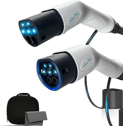 HZSprance Cavo Ricarica Auto Elettrica Tipo 2 3.6KW 5M 16A Monofase, Cavo di Ricarica Auto Elettrica Tipo 2, EV Cavo Ricarica Tipo a Tipo per Auto Elettrica/PHEV, Con Borsa per Il Trasporto