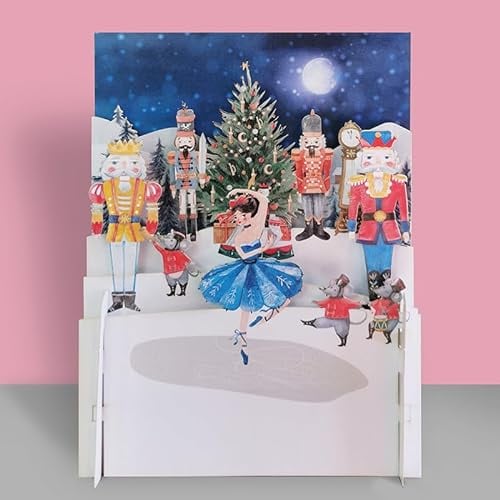 Festive Nutcracker & Xmas Tree 3D Pop Up Christmas Greeting Card By Alljoy Cards XPOP036