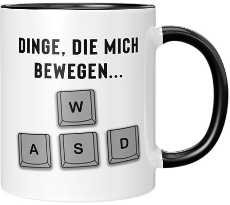 TassenTicker - Kaffetasse für Zocker und Sarkasmus Liebhaber: Dinge die mich bewegen: … - Lustige Tasse als Geschenk für Gamer | Sarkasmus Zocker Kaffetasse - Schwarz