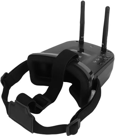 FPV-Brille, 5,8 GHz, 3 Zoll, 40 Kanäle, LCD-Bildschirmbrille mit Doppelter RP-SMA-Antenne, Tragbar, HD-Display für FPV-Renndrohne