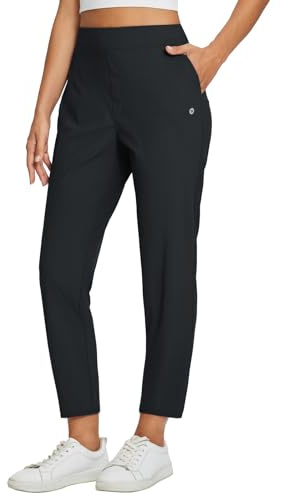 baleaf Women's Travel Pants Lightweight Stretch with Zip Pockets Black M