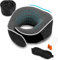 Collazoey Nackenkissen, Nackenhörnchen Memory Foam,Memory-Schaum-Nackenkissen-Set mit Augenmaske, Ohrstöpsel und Aufbewahrungstasche,Ergonomisch Gestaltetes Reisekissen (dunkelgrau)