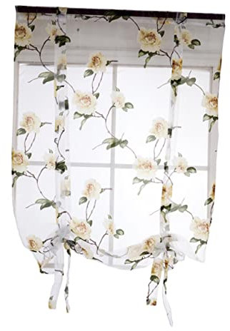 PRETYZOOM 1.6m Floral Roman Blind Sling for Semi Sheer Window Curtains Yellow Suitable for Living Balcony Bedroom