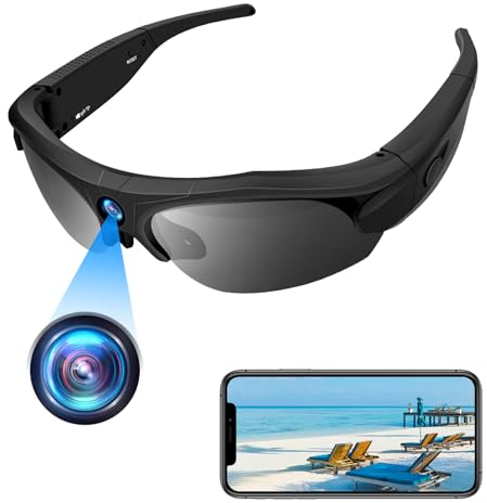 Cámara Espía Gafas de Sol, WiFi Mini Camara Oculta 1080O HD, Gafas con Camara Deporte DV Visión y Grabación App Protección UV para Deportes al Aire Libre