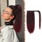FESHFEN Pferdeschwanz Extensions Glatt Lang Pferdeschwanz Verlängerung Haarteil Zopf Clip in Ponytail Extension Synthetik Haare Extensions Zopf Haarverlängerung für Damen, 40 cm Schwarz Ombre Rot